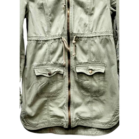 Hollister Military Jacket S Army Green Cinch Waist Parka Bella Swan Y2k Vtg - Picture 5 of 10